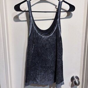 American Eagle Grey Crochet Knit Tank Top
